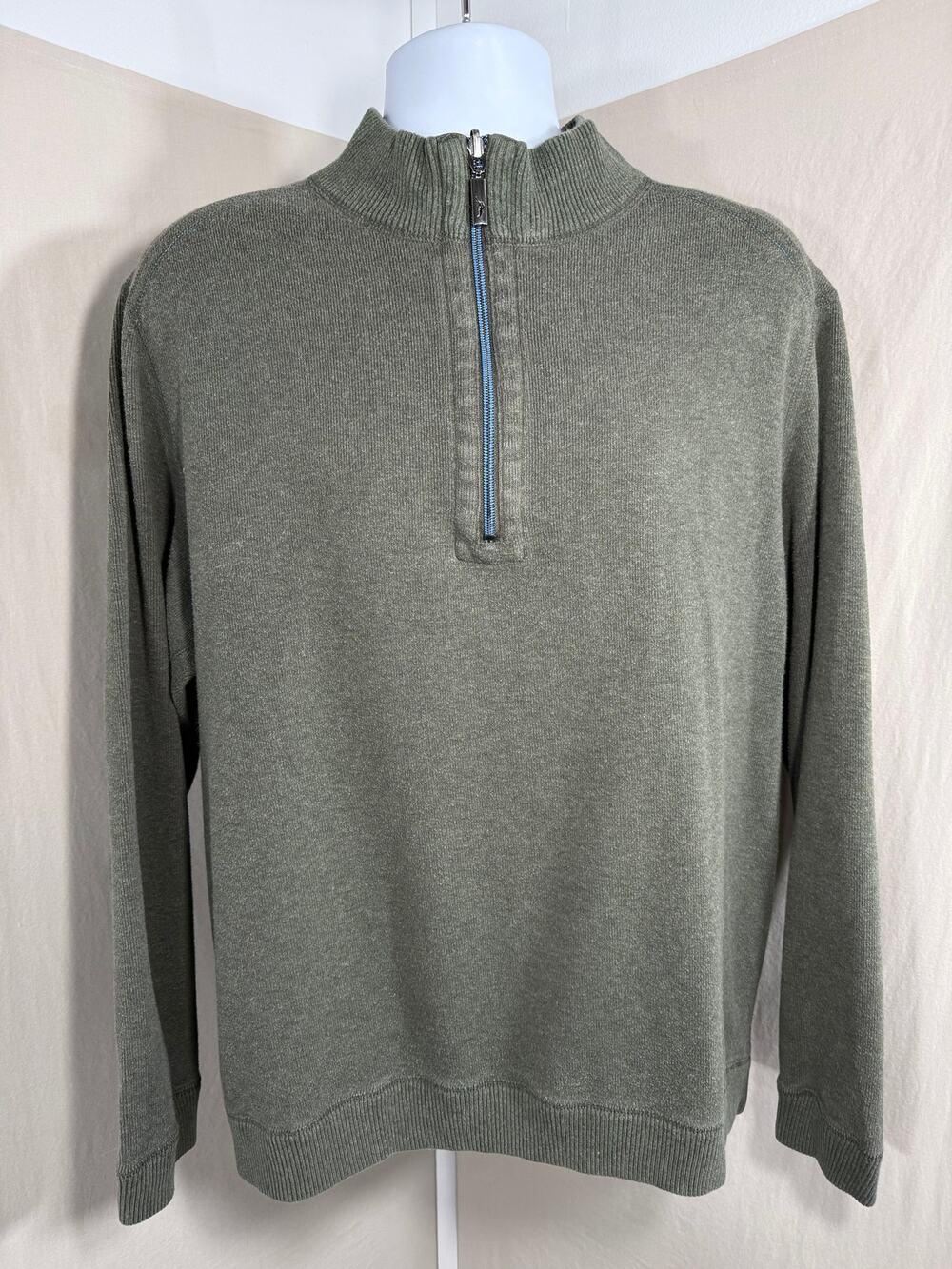 Tommy Bahama Reversible Quarter Zip Sweater Green Burgundy XL